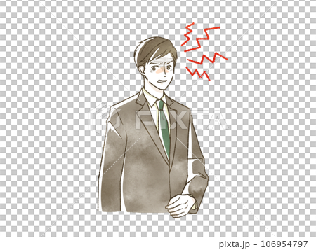 睨んでいるスーツ姿の男性 106954797