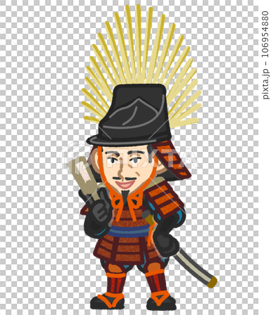 Toyotomi Hideyoshi style warrior wearing a helmet 106954880