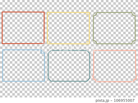シンプルな太い線画の手書きモダンカラーフレームセット_詰め合わせ 106955007