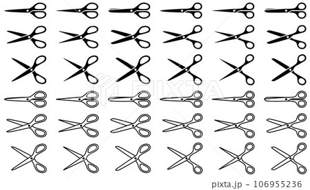 モノクロの鋏のベクターイラストセット 106955236