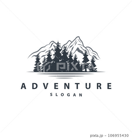 Mountain Nature Landscape Logo Simple Minimalist Design, Vector Illustration Symbol Template 106955430
