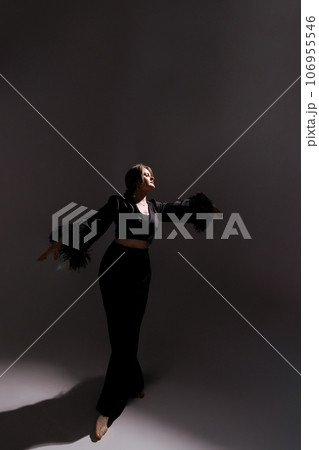Studio Portrait of Young Female Model in Black Studio Portrait of Young Female Model in Black 106955546