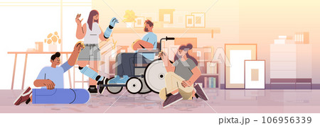 disabled men women during therapy with psychotherapist mental health support people with disabilities concept 106956339