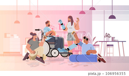 disabled men women during therapy with psychotherapist mental health support people with disabilities concept 106956355