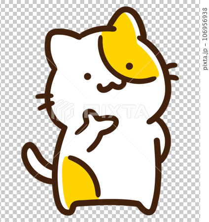 顎に手を当ててかわいいねこのキャラクターのデフォルメイラスト 顎に手を当ててかわいいねこのキャラクターのデフォルメイラスト 106956938