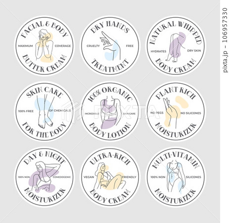 Round label set for body cream package design Round label set for body cream package design 106957330
