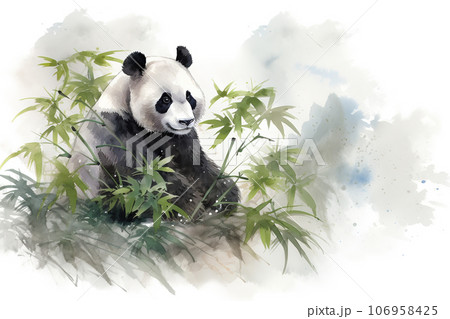 パンダと竹の中国風絵画 パンダと竹の中国風絵画 面白い