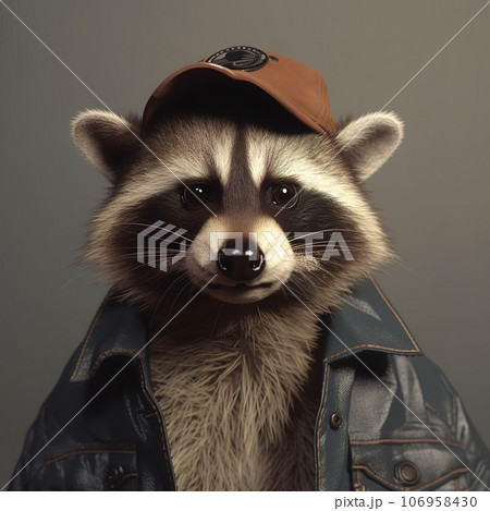 Image of portrait of an raccoon hip hop outfit...のイラスト素材 [106958430 ...