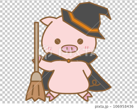 Halloween Pig dressed up as a witch Halloween Pig dressed up as a witch 106958436
