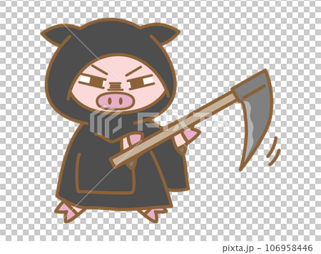 ハロウィン　死神に仮装するぶた 106958446