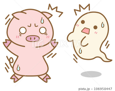 ハロウィン おばけに驚くぶた ハロウィン おばけに驚くぶた 106958447