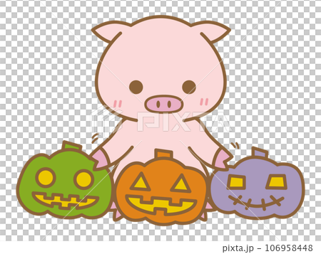 萬聖節南瓜燈和豬 萬聖節南瓜燈和豬 106958448