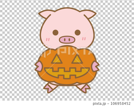Halloween Pig disguised as a jack-o-lantern Halloween Pig disguised as a jack-o-lantern 106958452