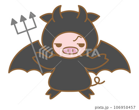 ハロウィン　悪魔に仮装するぶた 106958457
