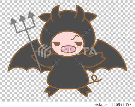 Halloween Pig dressed up as the devil Halloween Pig dressed up as the devil 106958457