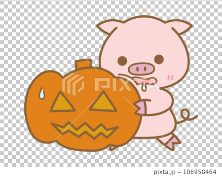 Halloween Jack-o-lantern and drooling pig Halloween Jack-o-lantern and drooling pig 106958464