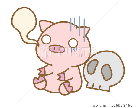 ハロウィン　ドクロに怯えて魂抜けるぶた 106958466