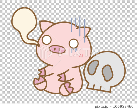 ハロウィン　ドクロに怯えて魂抜けるぶた 106958466