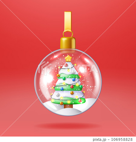 3D Glass Christmas Snow Ball with Tree 3D Glass Christmas Snow Ball with Tree 106958828