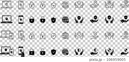 線画のセキュリティ関係のアイコンセット 106959005