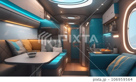 リムジンやクルーザーやキャンピングカーの豪華なインテリア 106959564