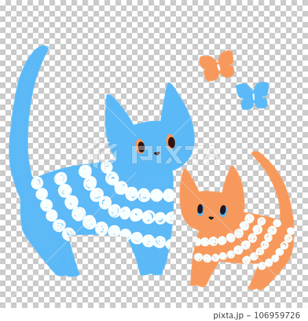 Colorful parent and child cat and butterfly Colorful parent and child cat and butterfly 106959726