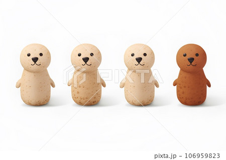 コルクでできた可愛いい動物たちのアイコン(アザラシの3Dピクト) コルクでできた可愛いい動物たちのアイコン(アザラシの3Dピクト) 106959823