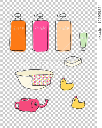 お風呂道具のイラストセット お風呂道具のイラストセット 106959824