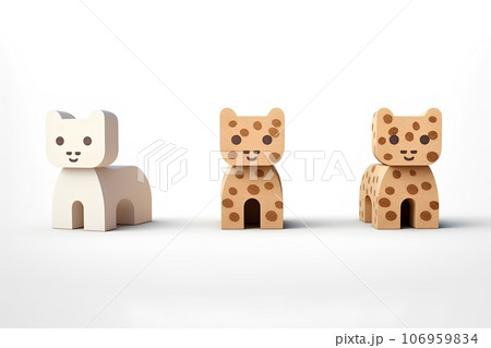 コルクでできた可愛いい動物たちのアイコン（ヒョウの3Dピクト） 106959834