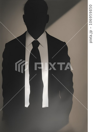 スーツ姿の人物の顔の見えないシルエット 106959850