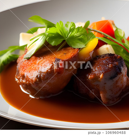 Beef Leg Slice with marrow tasty, steak Ossobuco alla Milanese with vegetable 106960488
