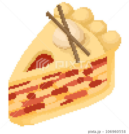 Isolated cute slice of apple pie with cinnamon in pixel art 106960558