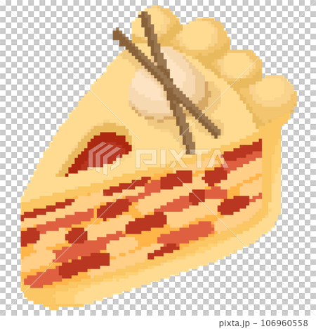 Isolated cute slice of apple pie with cinnamon in pixel art 106960558