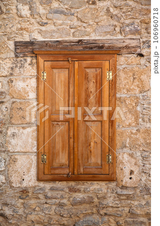 Datca located in old antique house wooden windows, Turkey Mugla Datca Datca located in old antique house wooden windows, Turkey Mugla Datca 106960718