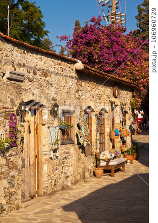 Solid and nostalgic stone houses typical of the Old Datca region, Turkey Datca Mugla June 26 2023 Solid and nostalgic stone houses typical of the Old Datca region, Turkey Datca Mugla June 26 2023 106960729