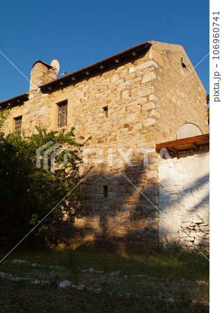 Solid and nostalgic stone houses typical of the Old Datca region, Turkey Datca Mugla June 26 2023 Solid and nostalgic stone houses typical of the Old Datca region, Turkey Datca Mugla June 26 2023 106960741