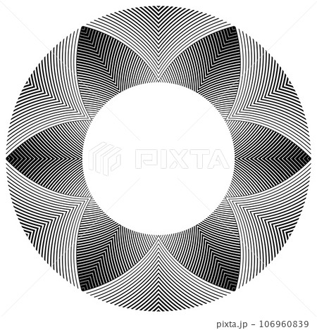 Abstract Geometric Halftone Radial Pattern in Flower Shape for Decorative Frame. Vector Art. 106960839