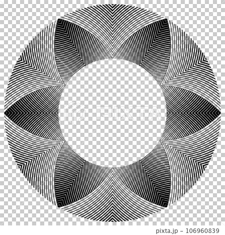 Abstract Geometric Halftone Radial Pattern in Flower Shape for Decorative Frame. Vector Art. 106960839
