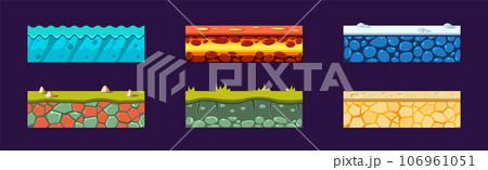Seamless Ground Texture and Game Level Platform Vector Set Seamless Ground Texture and Game Level Platform Vector Set 106961051