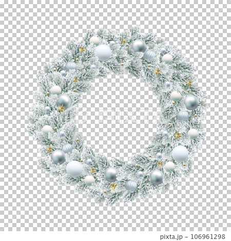 white christmas wreath illustration realistic white christmas wreath illustration realistic 106961298