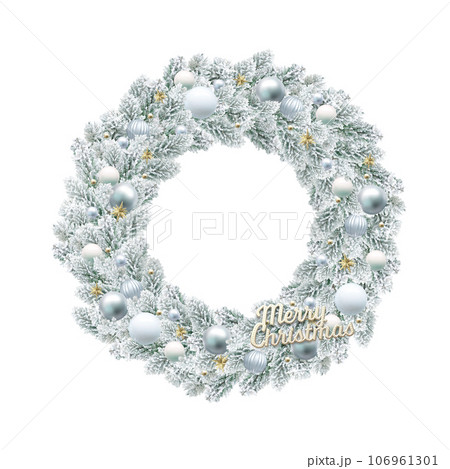 白いクリスマスリース イラスト リアルのイラスト素材 [106961301] - PIXTA