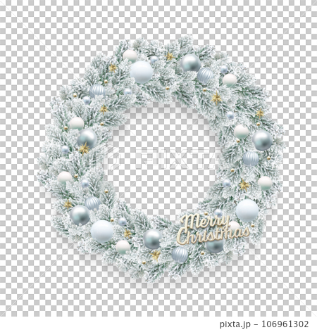 白色聖誕花環插畫逼真 白色聖誕花環插畫逼真 106961302