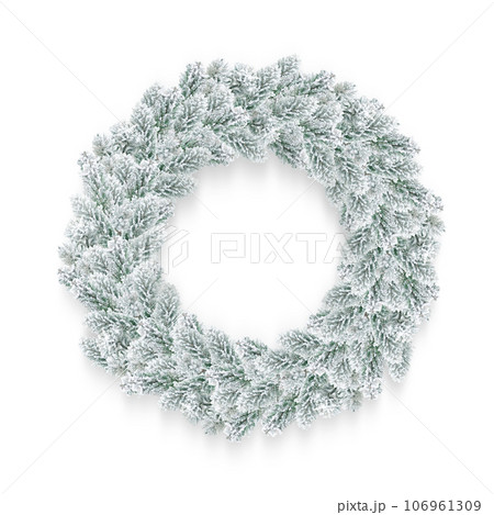 白いクリスマスリース イラスト リアル 106961309