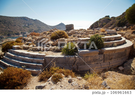 Ruins of round temple in the ancient city of Knidos, one of the ancient cities of Anatolia 106961663