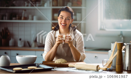 woman is preparing bakery woman is preparing bakery 106961987