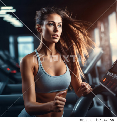 Close up image of attractive fit woman in the gym 106962150