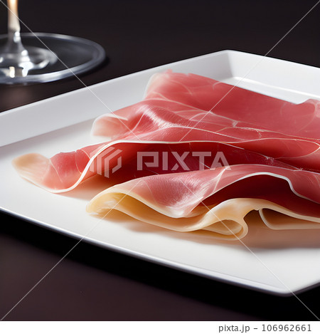 Italian prosciutto crudo or spanish jamon. Jerked meat serrano ham tasty 106962661