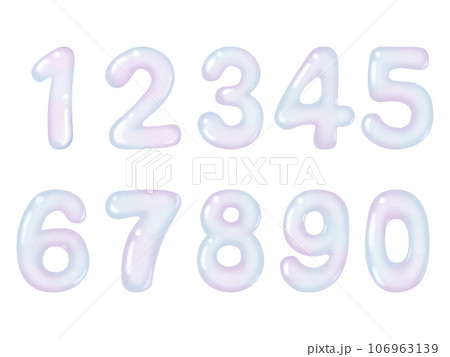 カラフルなグラデーションの可愛い数字のセット 106963139