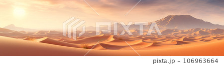Desert landscape with sand and dunes as inspiration for adventures in dry climates 106963664