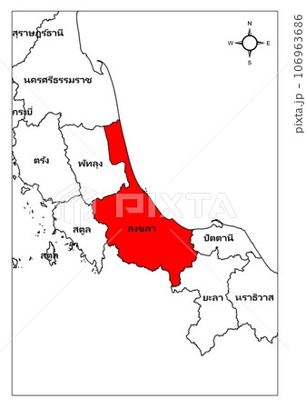 Songkhla map province south Thailand asia 106963686